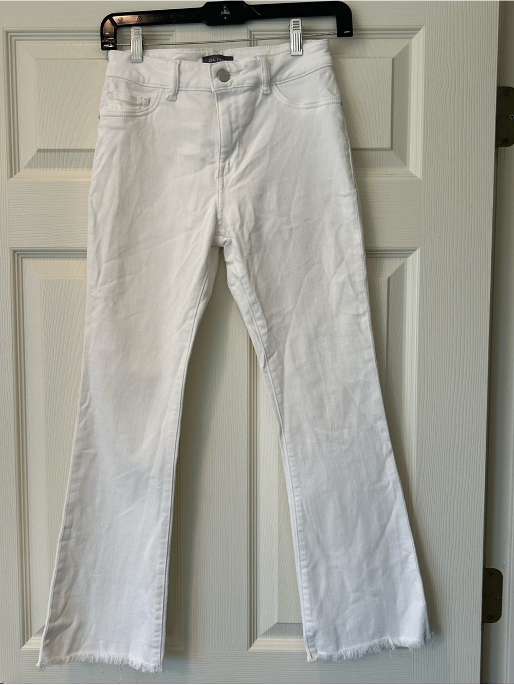 DL1961 White High-Rise Jeans with Silver Button